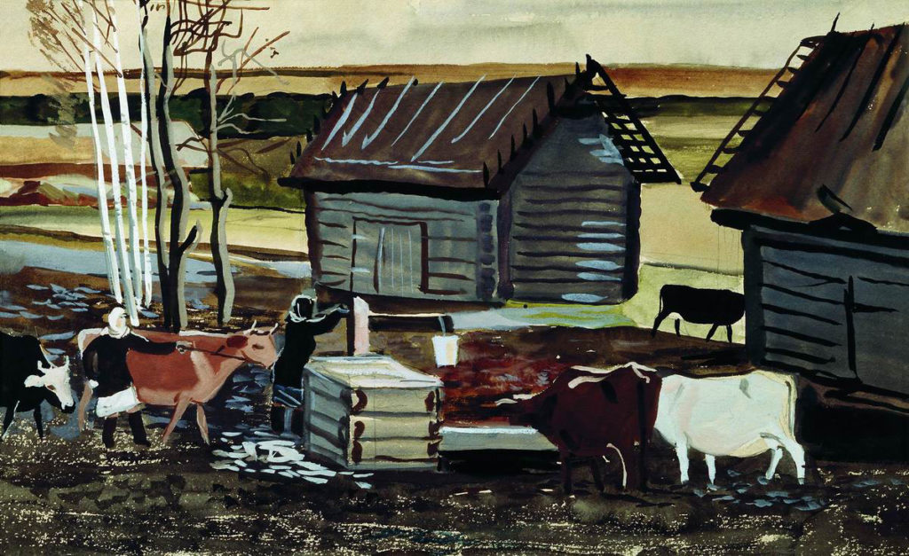 Дейнека А.А. 1899 - 1969. Осень. Водопой. 1934