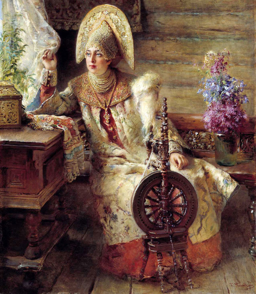 Маковский К.Е. Боярышня у окна (с прялкой). 1890